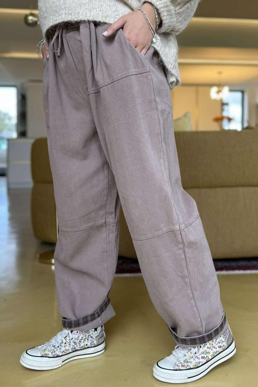  Mercer Soft Twill Barrel Leg Pant Mocha Mousse 